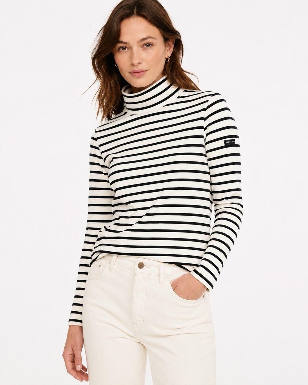Saint James For J.Crew Womens XS Breton Stripe Turtleneck Top France Nautical